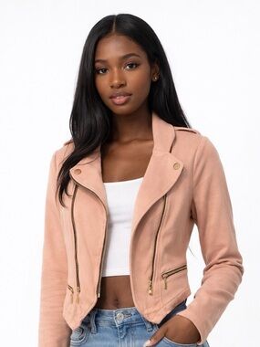 Windsor Blush Pink Jacket with Gold Zippers Size S